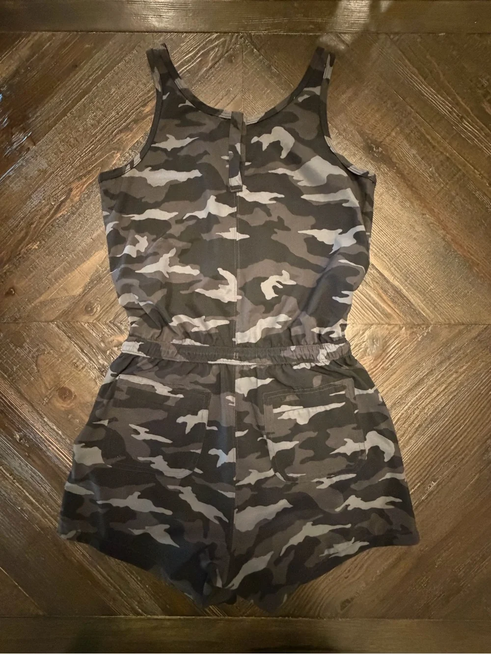 Athleta Girl athletic Camo Drawstring Romper - Gray Camo
